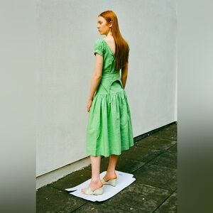 NWOT HOUSE OF SUNNY Rustic Cold Shoulder Dress Garden Green